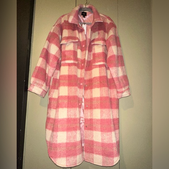 ***SOLD***Nasty Gal Longline Checkered Shacket - Picture 1 of 15